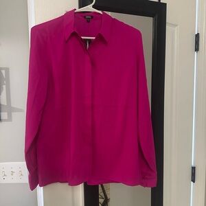 Express Pink Long Sleeve Button Down Blouse